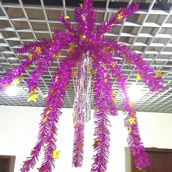 

Holiday Ceiling Hanging Decoration New Year Christmas Sequins Flower Basket Drizzle Silk Rain Plastic Snow Tree Ornament