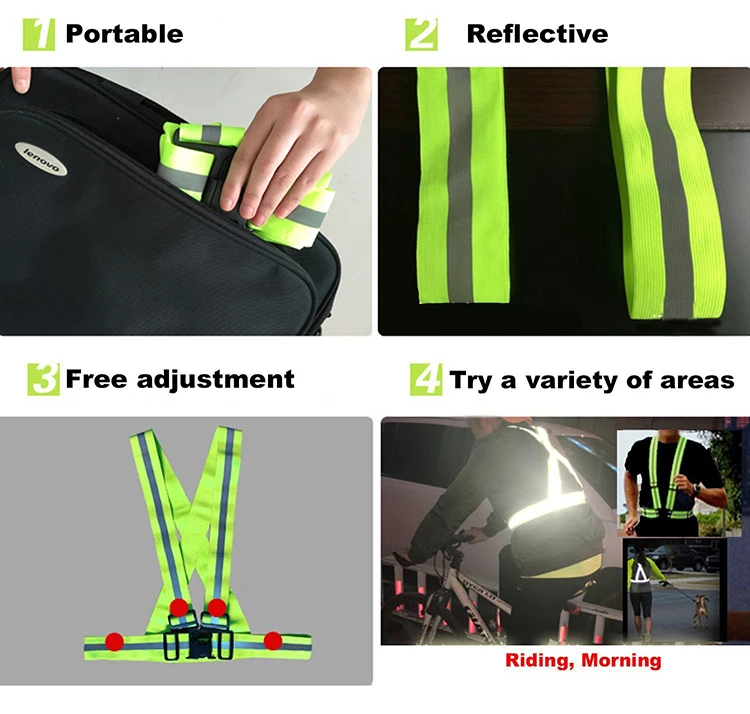 Refletivo de Segurança Reflectoras para Pulso Pacote de 2 de Alta Visibilidade Colete Ajustável Leve Elásticas Bandas Tornozelo Braço Perna 6 Pacote de 2 de Alta Visibilidade Colete