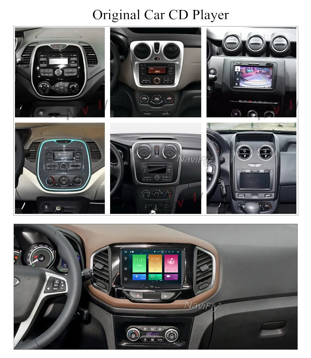Excellent NaviFly 4GB+32GB 8"HD Android8.0 Eight core car radio player gps navigation for Lada Xray 2/Dacia/Duster/Logan/Sandero 6