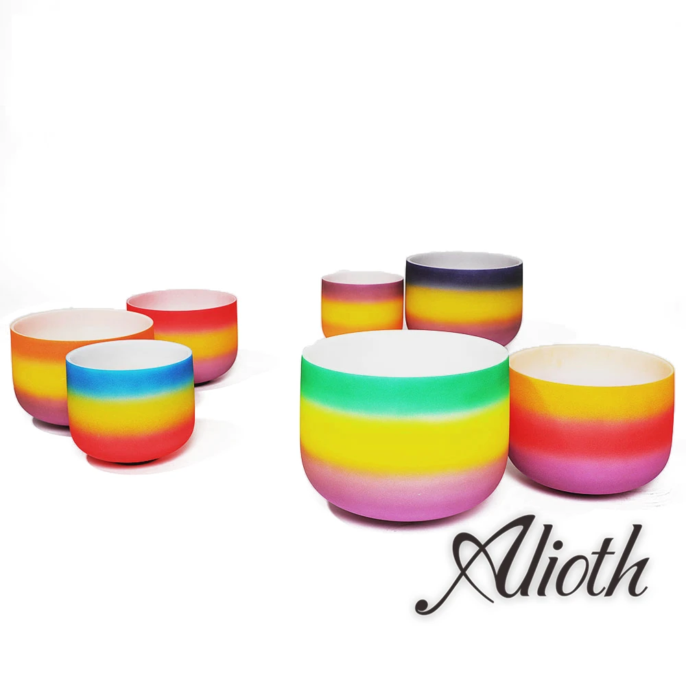

8 Inch Outside Rainbow Colored Crystal Singing Bowl in various Note for Chakra Balancing/Yoga/Meditation/Sound Therapy