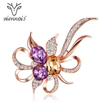 Viennois, Модные женские ювелирные изделия, розовое золото, цветок, стразы, циркон, булавки-брошки с кристаллами для женщин