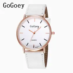 Роскошные Gogoey бренд розового золота кожаный чехол часы для женщин мужчин модные повседневные платья кварцевые наручные часы 6688-5