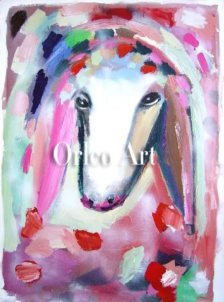 Hand Painted Reproduction Animal Oil Painting on Canvas for Room Decor Color Sheep Head Menashe Kadishman Art Imitation Painting32