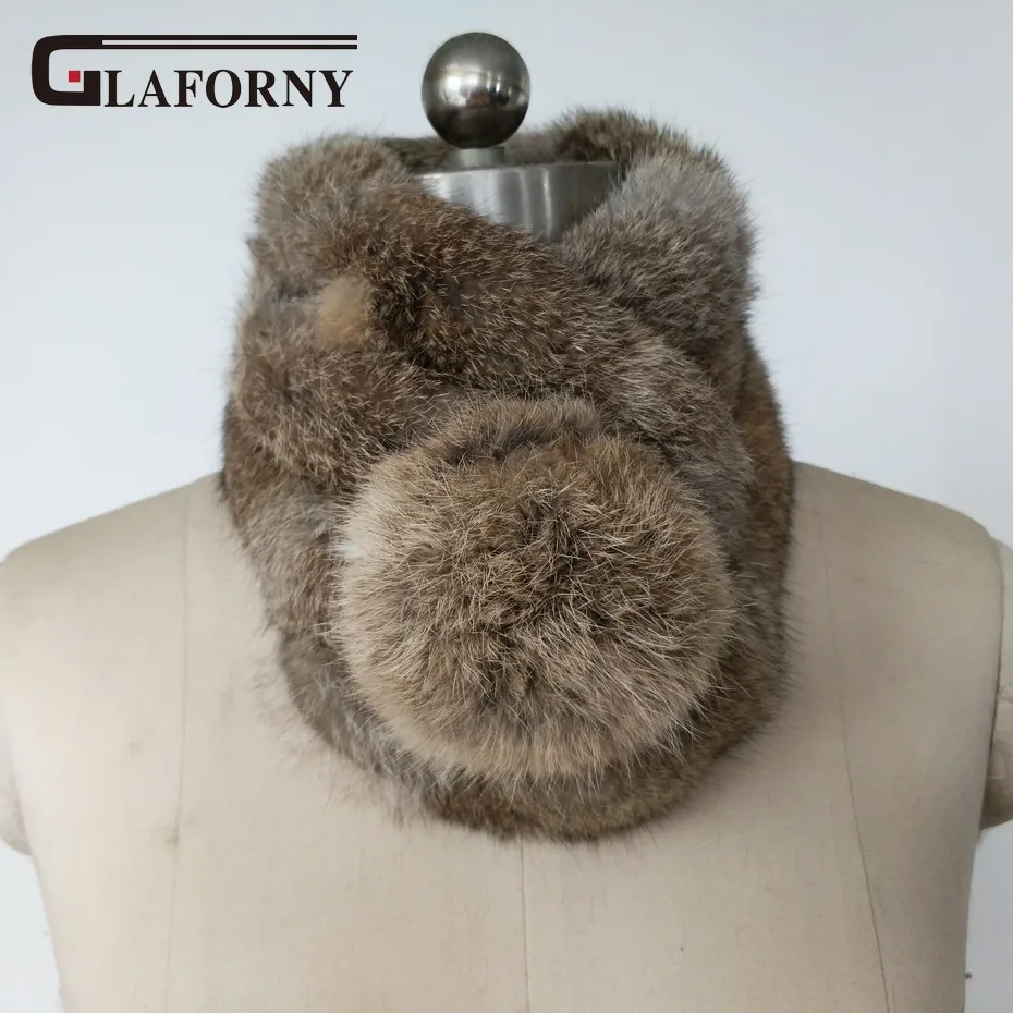 Glaforny меховой шарф 2018 осень и зима натуральный мех шарфы кроличий с шариком Pele