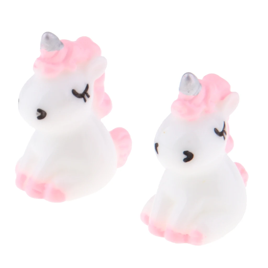  4 Packed Mini Resin Unicorn Statues Miniature Fairy Garden Dollhouse Ornaments Decoration Mini Landscape  Home Bedroom Decor