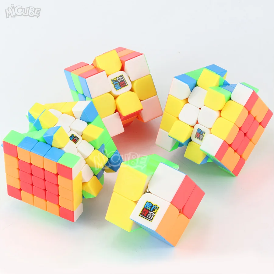 Mofangjiaoshi 2x2/3x3/4x4/5x5 Magic Cube Stickerless 4 шт./компл. подарки коробка Magic Cube Скорость головоломки Игрушечные лошадки для детей подарок на день рождения