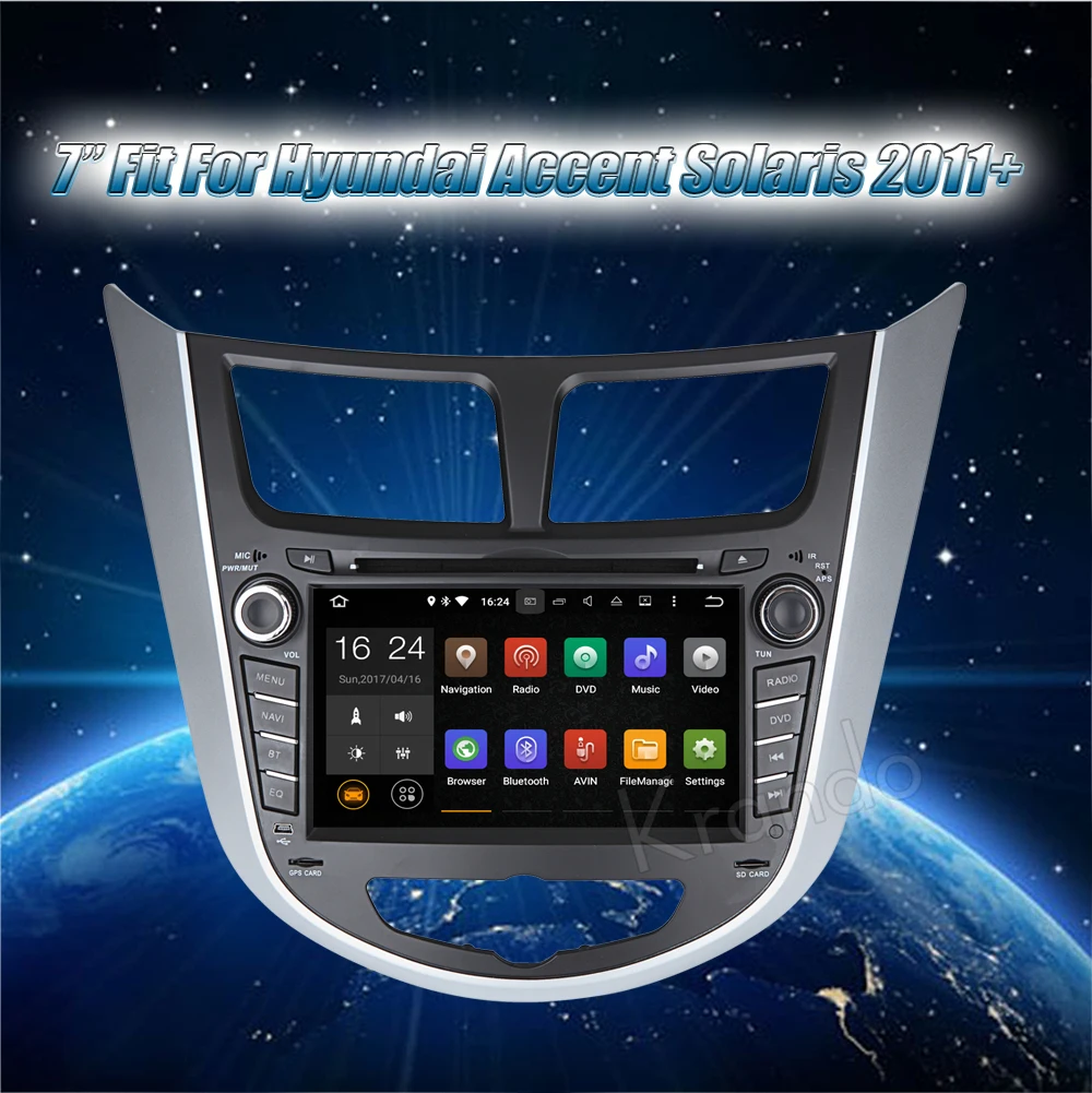 Автомагнитола Krando 7 дюймов Android 8 0 gps dvd плеер для Hyundai Accent Solaris 2011 + аудио навигация