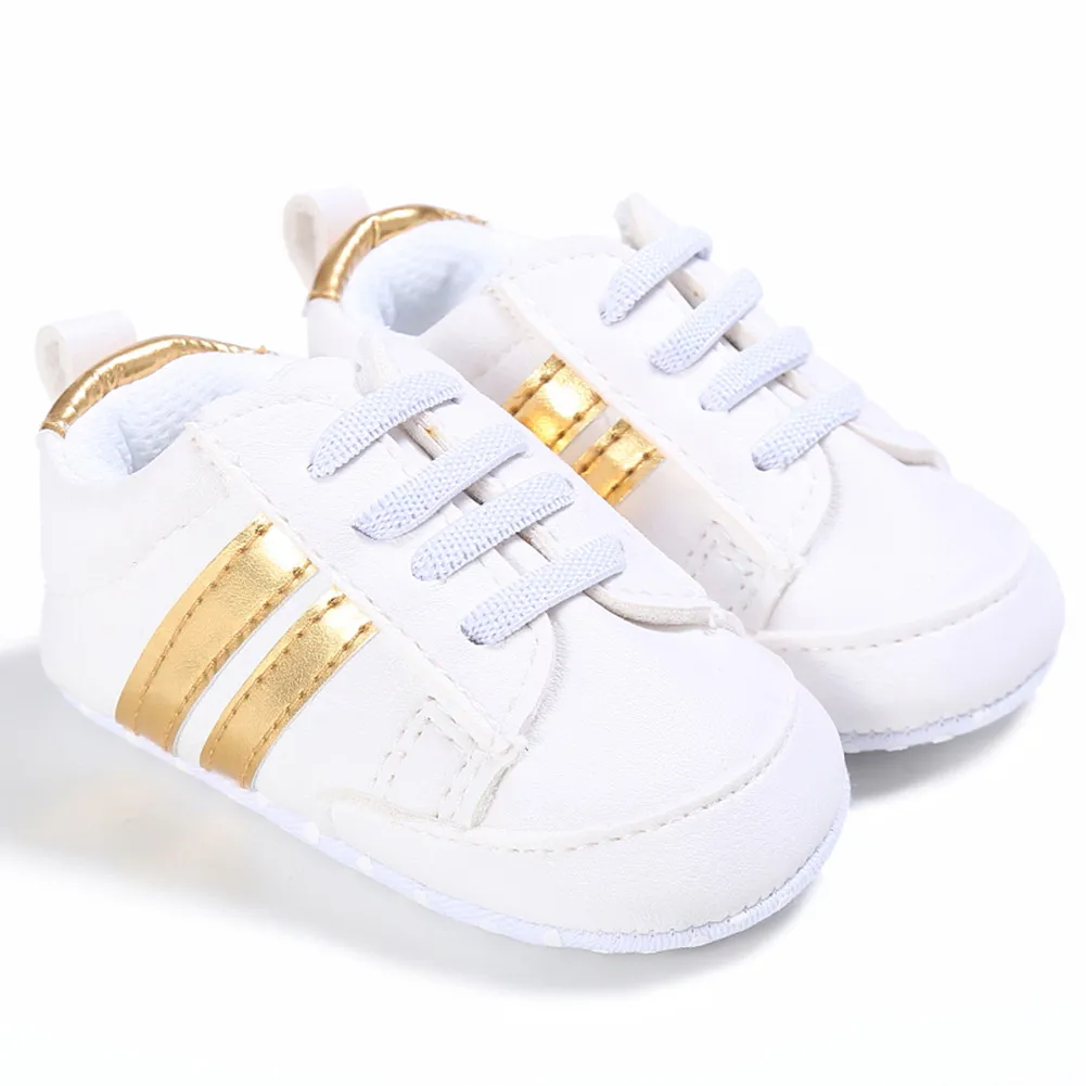 Pudcoco/Новинка; Брендовая детская обувь унисекс для новорожденных; удобная обувь на мягкой подошве со шнуровкой; повседневные ползунки из искусственной кожи - Цвет: Gold