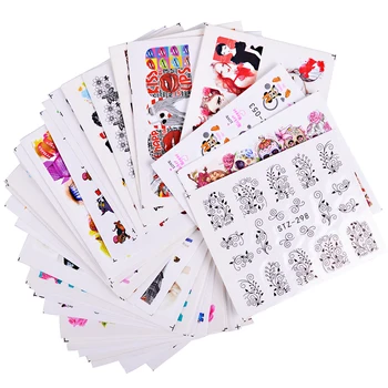 

50pcs Random Styles Nail Art Tattoos Manicure Decals Sets Flower Cartoon Cute Designs Water Transfer Sticker Beauty Tips TRM50