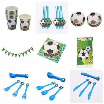 

123 Pcs/lot Cartoon Kids Favors football theme Birthday Party Baby Shower Flag Tablecloth Cup Decoration Banners Party Supplies