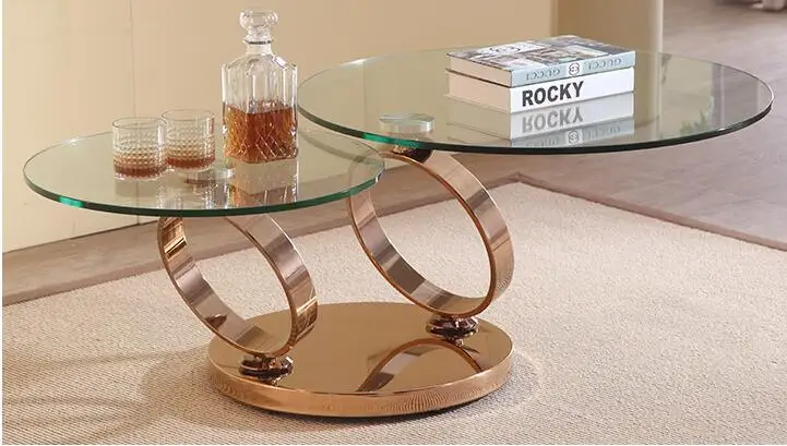 Закаленное стекло творческий современный и контракт офисный стол, чайный столик из нержавеющей стали