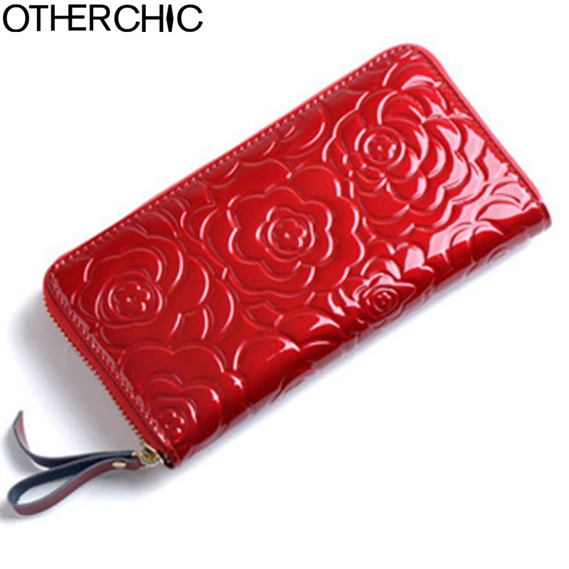

OTHERCHIC Leather Roses Women Wallets Zipper Fahion Wallet Split Leather Card Holder Wallet Woman Wallets Purses 17Y02-04