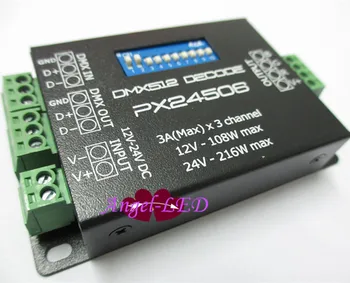

shipping free DC12-24V PX24506 DMX Decoder Driver RGB Amplifier Controller For 5050 3528 RGB LED Strip Light Lamp Led controller