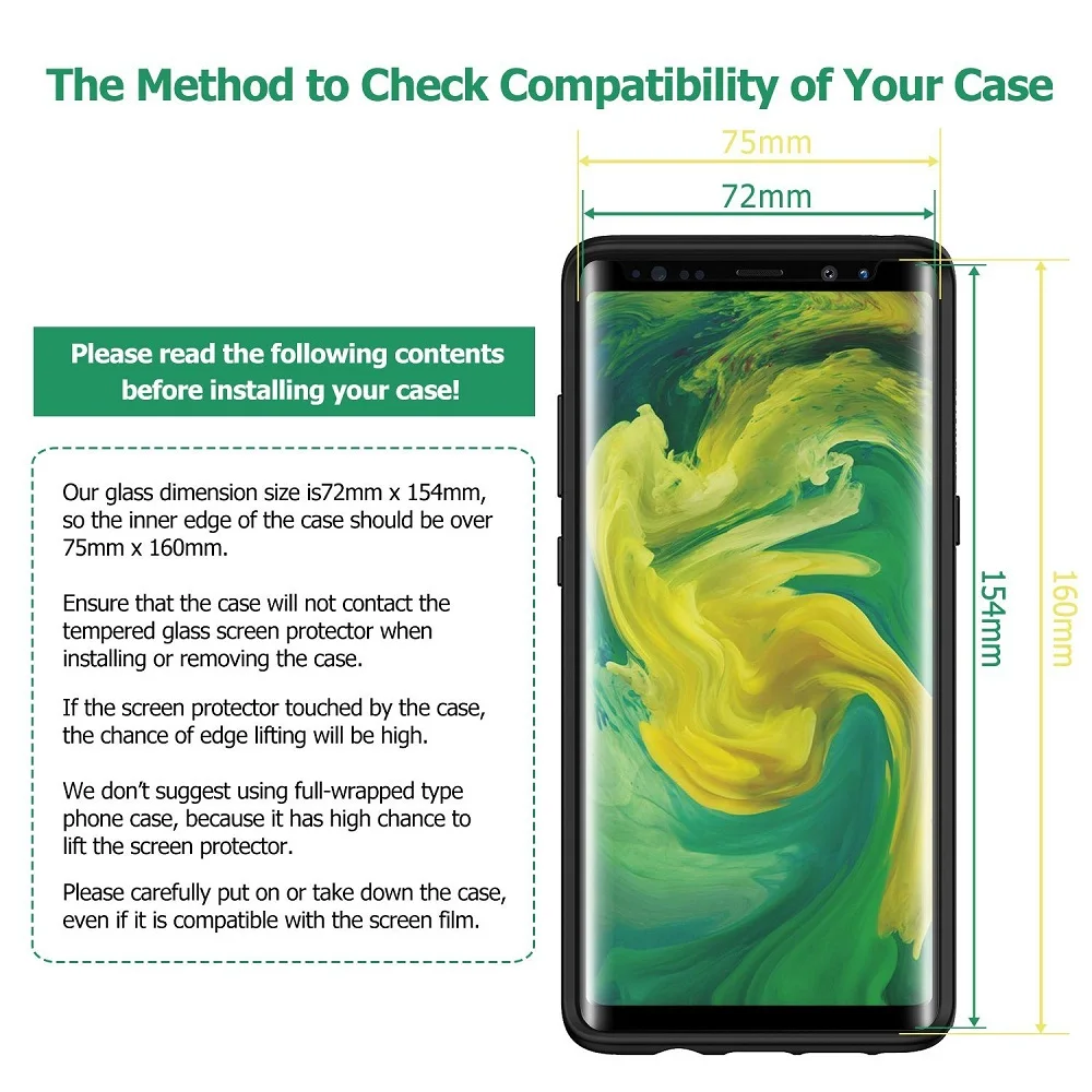 5D Curved Full Glue Adhesive Tempered Glass for Samsung s9 plus s8 Completely glued Glass Film for Galaxy note8 Screen Protector