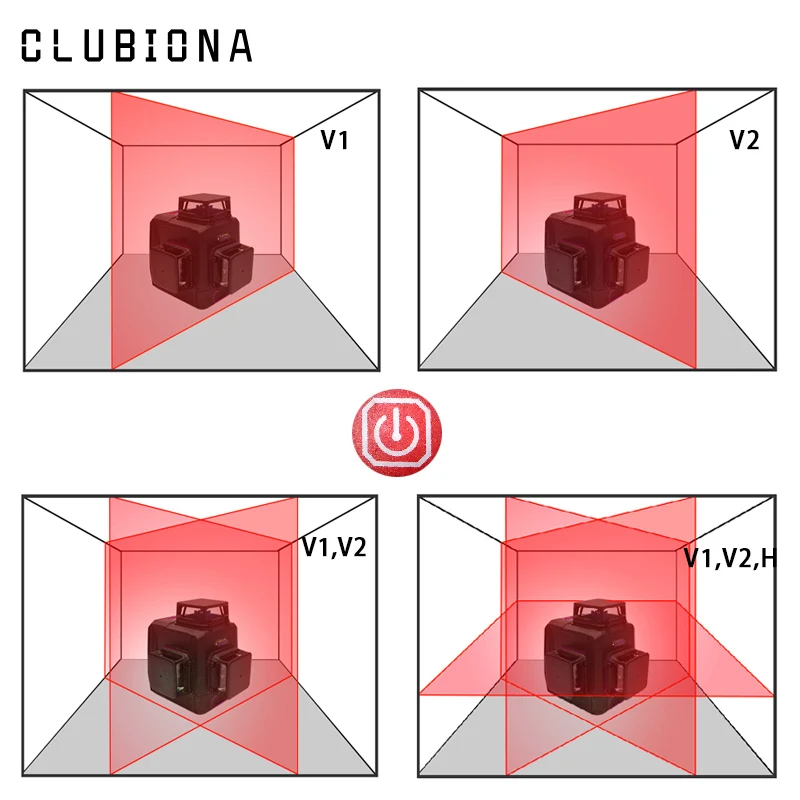 Clubiona 3D 12RC 12 líneas de nivel láser con batería de 5200 mah y Horizontal y Vertical de las líneas de trabajo por separado láser rojo haz las líneas - 2