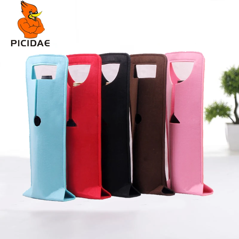 

Felt Gift Festival Box Cloth Storage Single Double Bottle Thicken Boutique Custom Packaging Tote LOGO Wine Non-woven Bag Handle