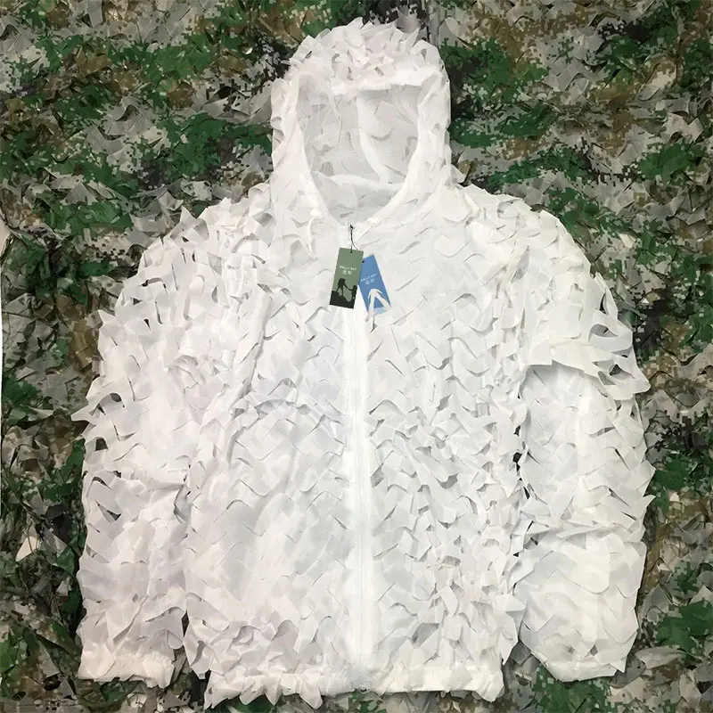 Зимние камуфляжные Охота Ghillie костюм снежно белая камуфляжная чистая одежда для