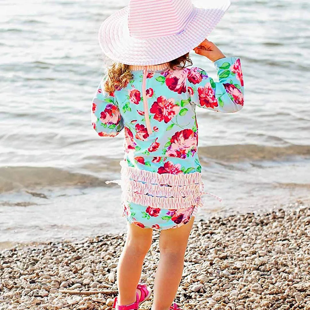 

2019 New summer bathing suit Children Baby Girl Romper Clothes Set Swimwear Swim suit Bathing Clothes Beachwear Bathing