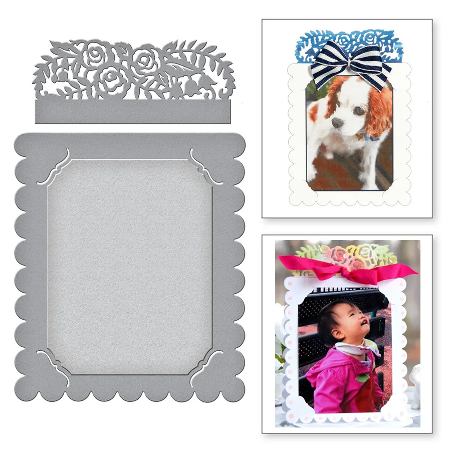 Floral Photo Frame Dies Metal cutting dies decorative scrapbooking steel craft dies cut