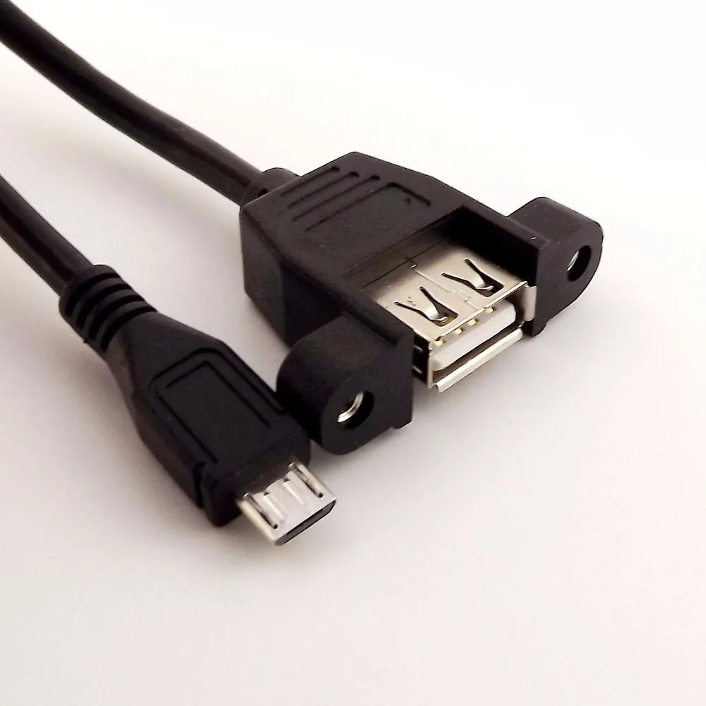 10 قطع usb 2.0 ألف أنثى المقبس لوحة جبل ل مايكرو 5 دبوس ذكر محول كابل بيانات 50 سنتيمتر