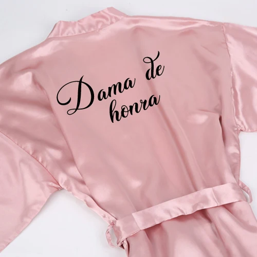 Sisbigdey dusty розовый noiva халат Атласный Женский Дама де хонра кимоно Irma da noiva португальский невесты Вечерние платья подружки невесты - Цвет: dama de honra