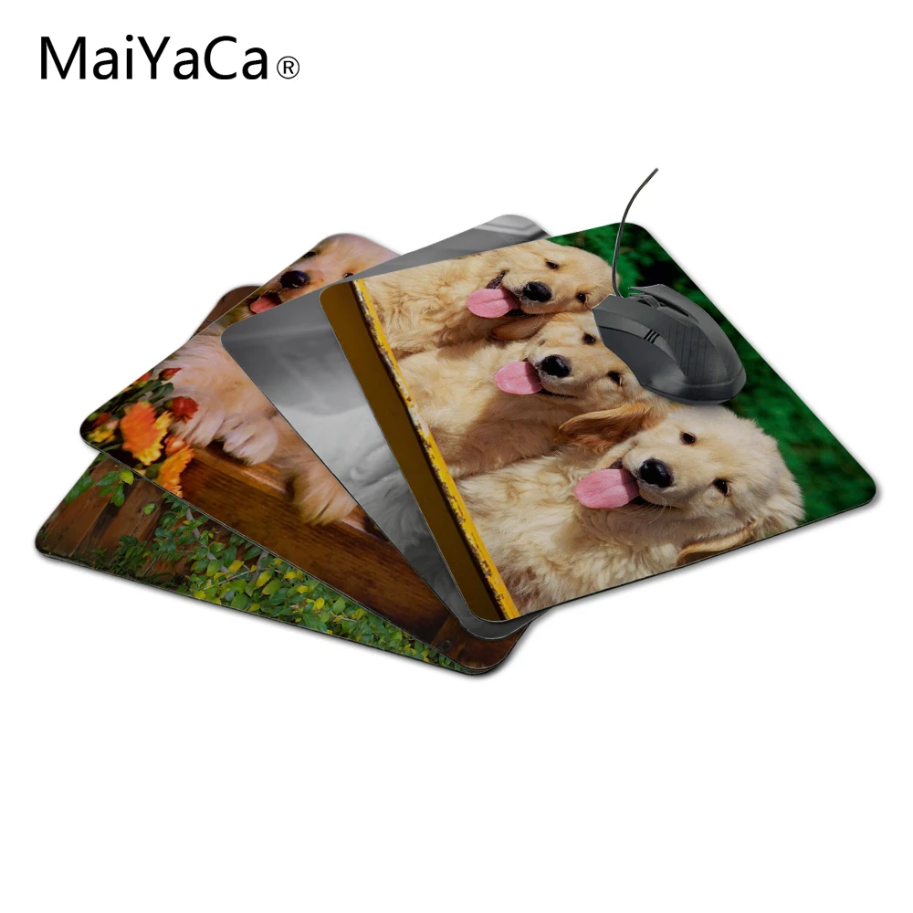 MaiYaCa Love Puppies olden Retriever Dogs Забавный Прочный Коврик Для Мыши Компьютерный коврик для
