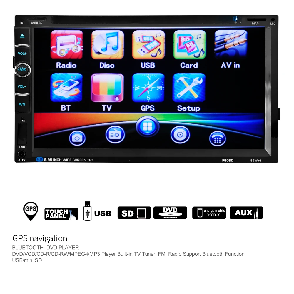 Clearance HD Autoradio Cassette Recorder Automagnitola 2 DIN Car Radio MP5 Carro Multimidia Player with GPS Navigation Remote Control 3
