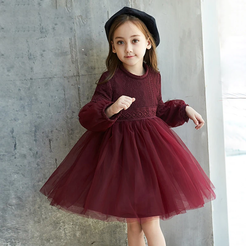 maroon colour baby frock