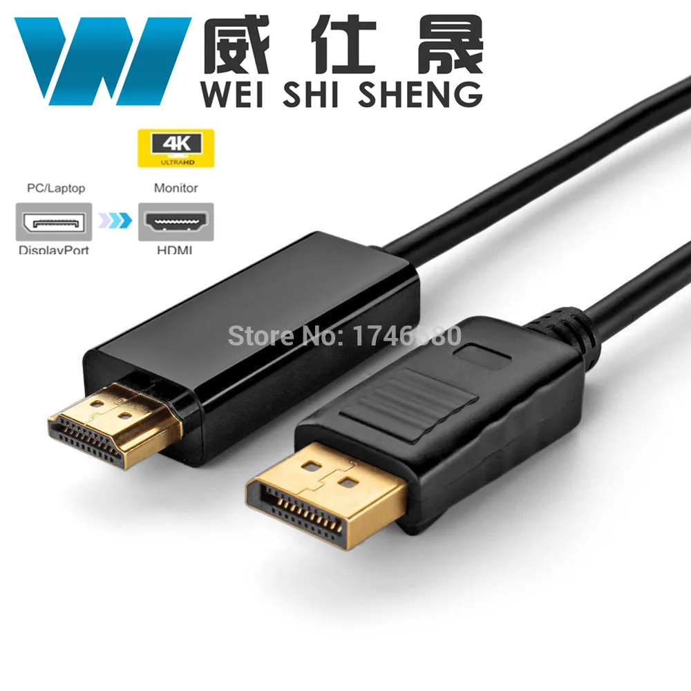 

High Quality 6ft 1.8M display port Displayport Male DP to HDMI Male Cable Adapter Converter for PC Laptop HD Projector