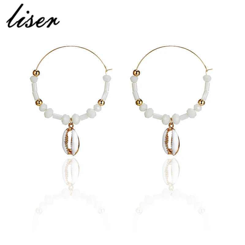 

Bohemian Sea Shell Round Round Beaded Pendant Earrings Summer Seaside Jewelry