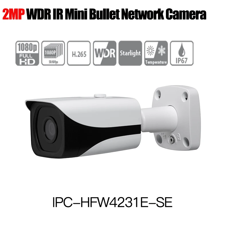 

Dahua H.265 1080P IP Camera IPC-HFW4231E-SE Starlight WDR IR Mini Bullet Network Camera outdoor ip camera replace IPC-HFW4231E-S