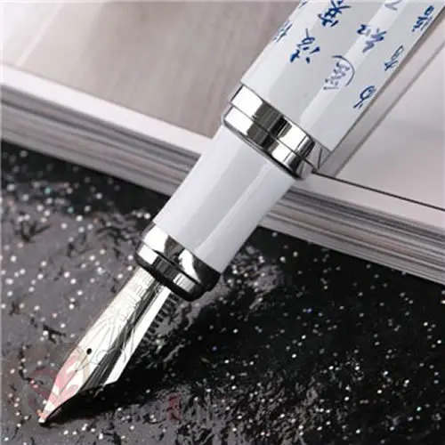 DUKE D2 перьевая ручка белого и серебристого цвета сливы 0,7 мм перо с широким основанием в оригинальной коробке