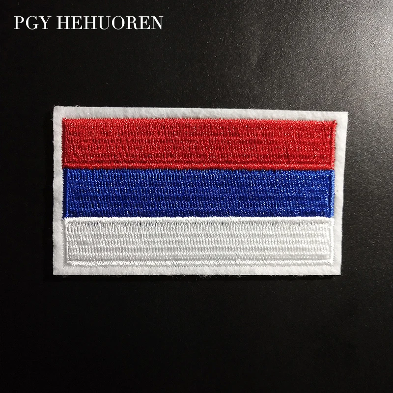 

PGY Cheap Wholesale Russian Flag Embroidered Patches Iron on Clothes Coat Bags Diy Garment Stickers Appliques Accessories Badge