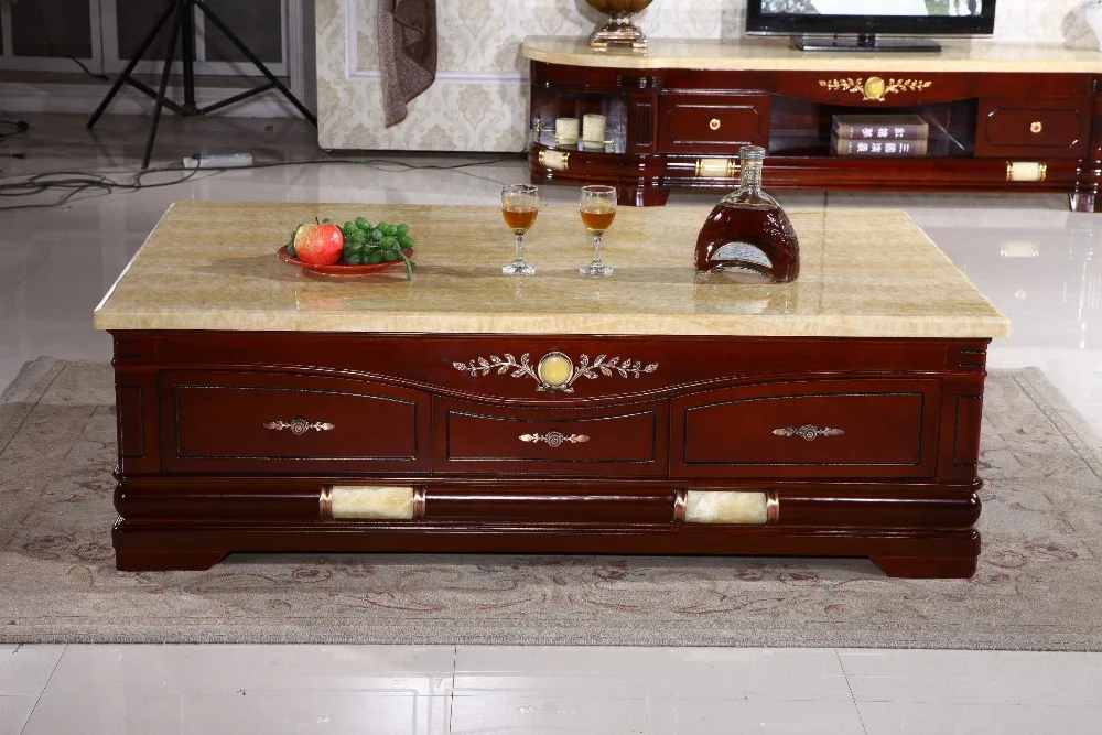 antique wooden coffee table storage drawer marble top made in China living room furniture antique wooden coffee table storage drawer marble top made in China living room furniture