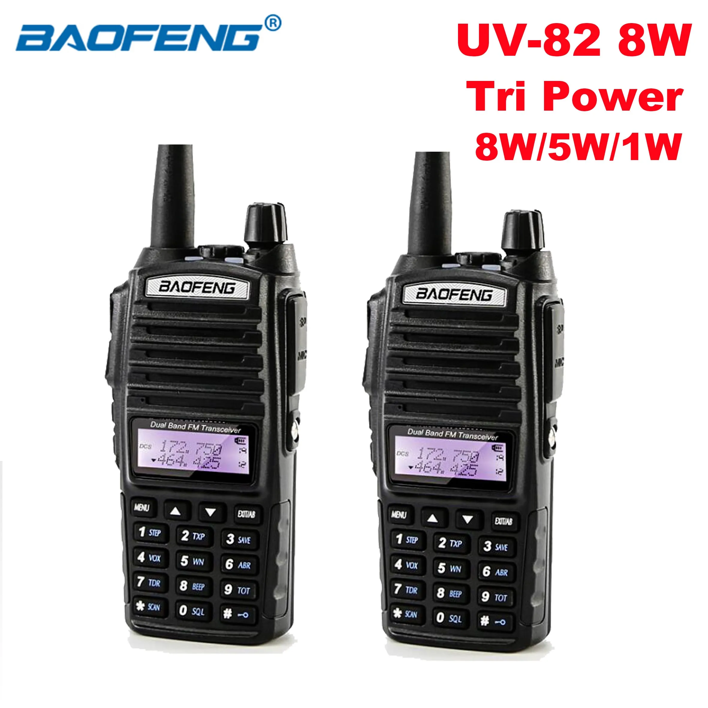 BaoFeng UV 82 High Tri Power 8W Walkie Talkie 10km Long Range Two Way