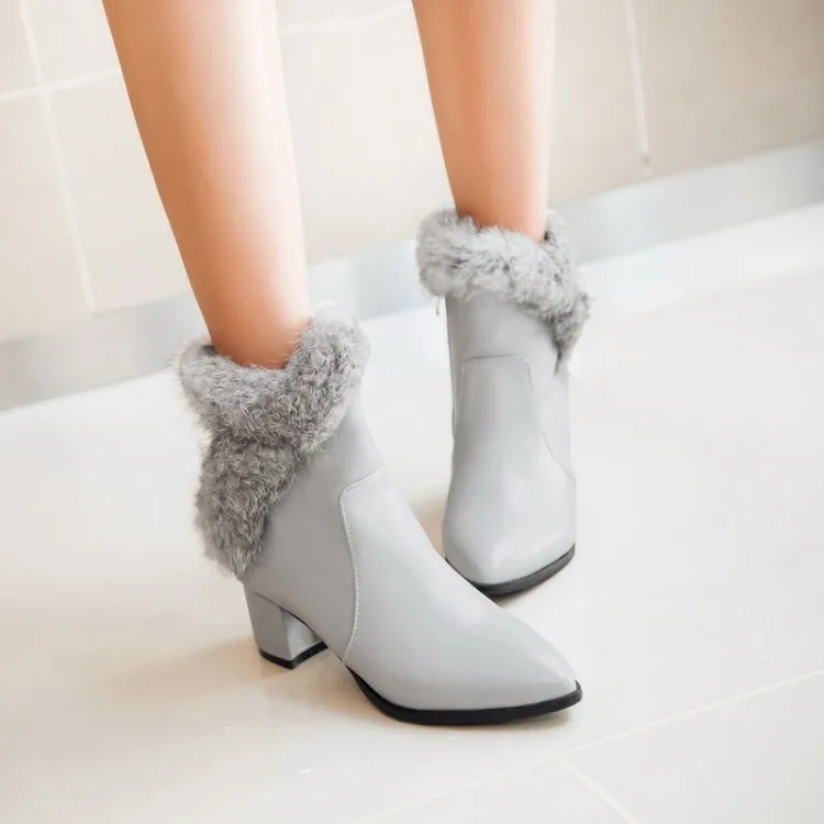

Big Size 11 12 13 14 15 16 17 Europeans and Americans wind-tipped rough heel side zipper hairy jacket boots