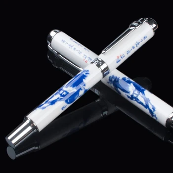 

Luxury Jinhao 950 Blue and white porcelain with Chinese CALLIGRAPHY and Horse Medium Nib Fountain Pen
