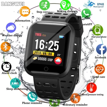 

2019 NEW LIGE Smart Bracelet Men Watch IP68 Waterproof Sport Watches Heart rate Blood Pressure Monitoring Electronic Clock+Box