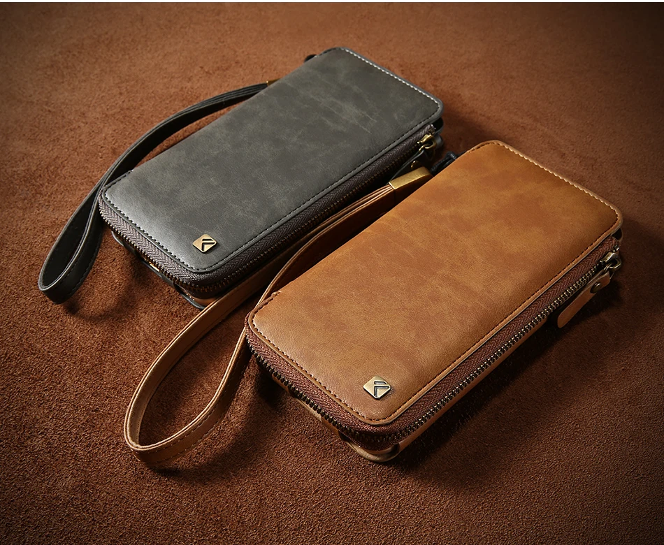 FLOVEME, Винтажный чехол-кошелек для iPhone 7, 8, 6, 6 S Plus, кожаный чехол на молнии, сумочка, держатель для карт, ретро телефон, сумки для samsung S6, S7