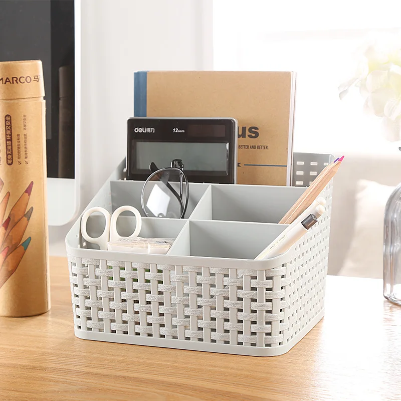 متعددة الأغراض منظم سطح المكتب البلاستيك مخزن للمكياج مربع حالة القلم حامل القلم الرصاص التجميل المكياج المنظم الحمام الحاويات