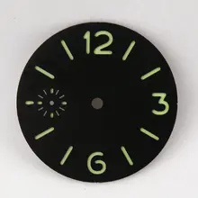 34,5 мм черный сэндвич стерильный циферблат Калибр ETA 6497 движение часы световой Dia