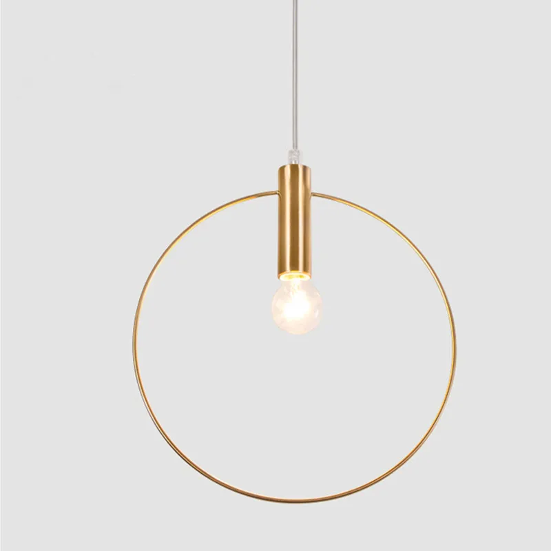 

Modern Pendant Light For Lobby Dining Room single ring Arts Decoration lighting Antique Gold suspension Pendant Lamp E14 lights