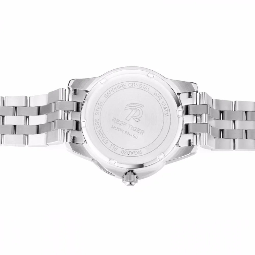  Reef Tiger/RT Watch Casual Business Complicated Watch with Date Calender Moon Phase Watch for Men R