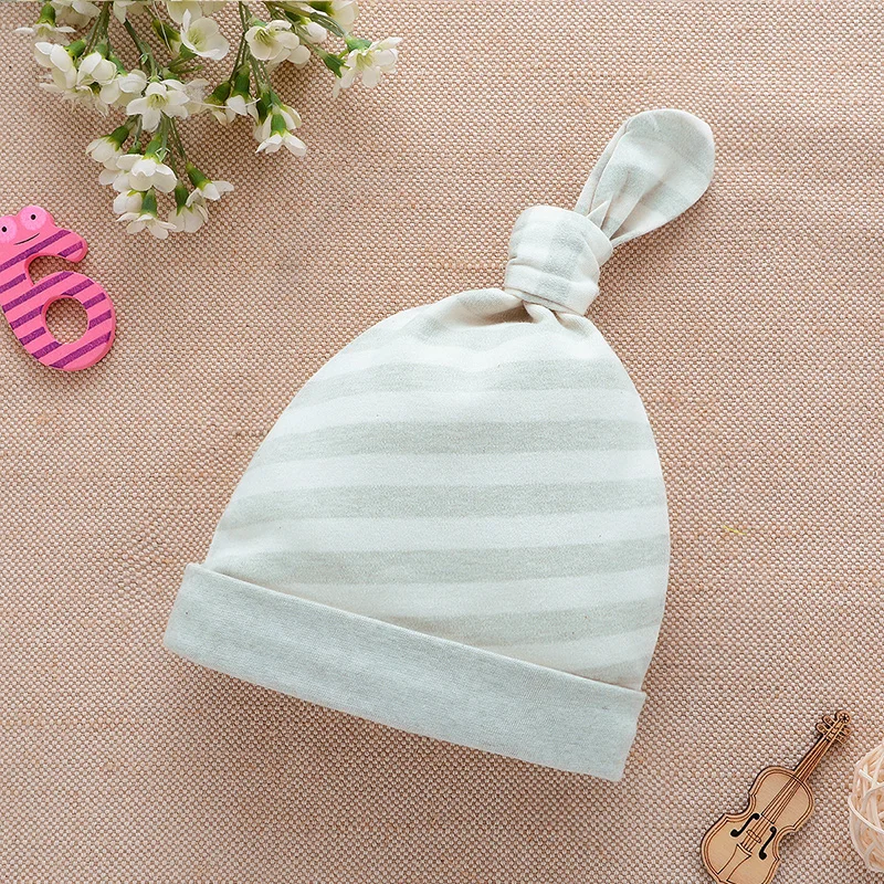 Organic Cotton Newborn Baby Hat Striped Cute Beanie For Newborn Girls Comfortable Newborn Tire Cap Spring Baby Boys Clothing (6)