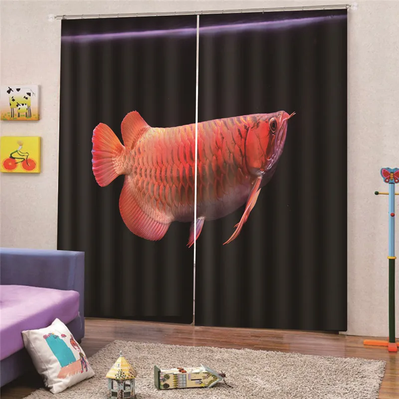Современные затемненные шторы с 3D цифровой печатью золотой рыбки для гостиной, спальни, оконные шторы, домашний декор, Draps AP19 - Цвет: LY0901487