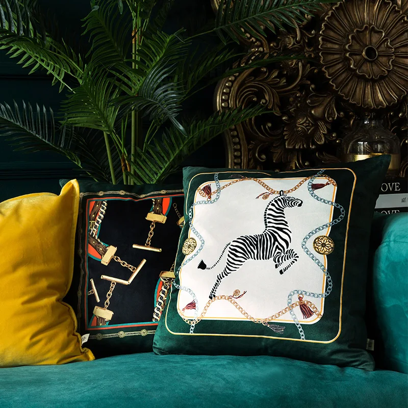 Диванные подушки с рисунком животных, наволочка Зебра Decorativos, рекомендуемый Европейский Стиль, роскошный Ретро бархатная наволочка