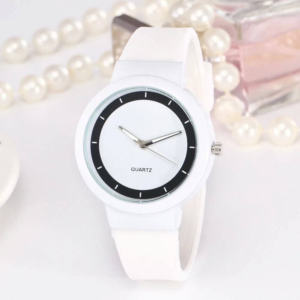 Высококачественные модные женские часы, повседневные спортивные стильные студенческие часы, женские кварцевые наручные часы с силиконовым ремешком, круглые подарочные часы# S