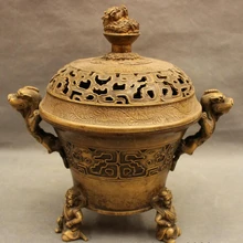 Песня voge gem S2899 1" Тибет Бронзовый Дракон Зверь Японский Будды Статуя Box Курильница Курильница