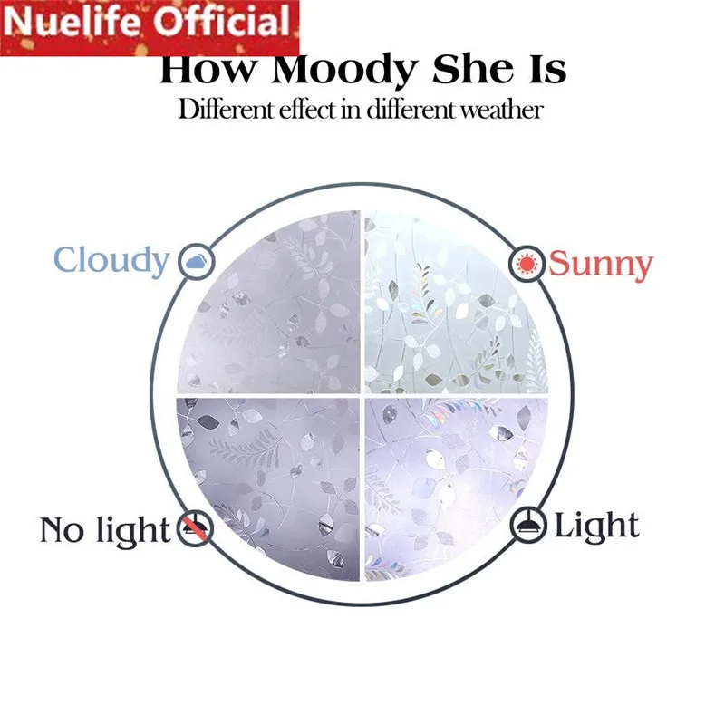 Прозрачная стеклянная пленка 45x100 см с рисунком листьев для ванной, кухни, гостиной, офиса, кофейни, спальни, балконной двери, оконной пленки
