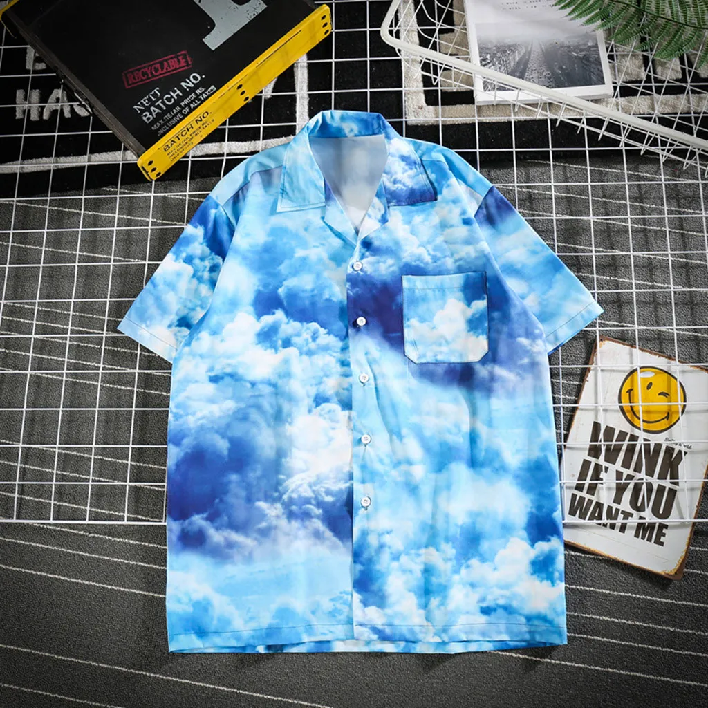 

2019 Brand New Mens Short Sleeve Beach Hawaiian Shirts Summer Cotton Casual Floral Shirts Plus Size Mens clothing Fashion Apr11